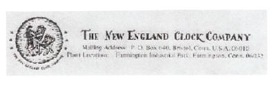 New England Clock Co. Label