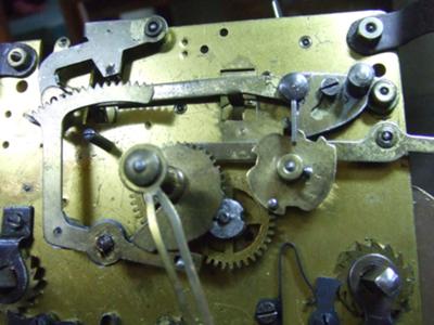 Howard Miller clock movement close-up